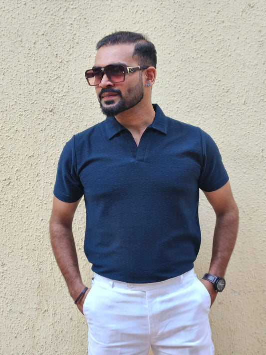 Navy Blue Collar Tshirt