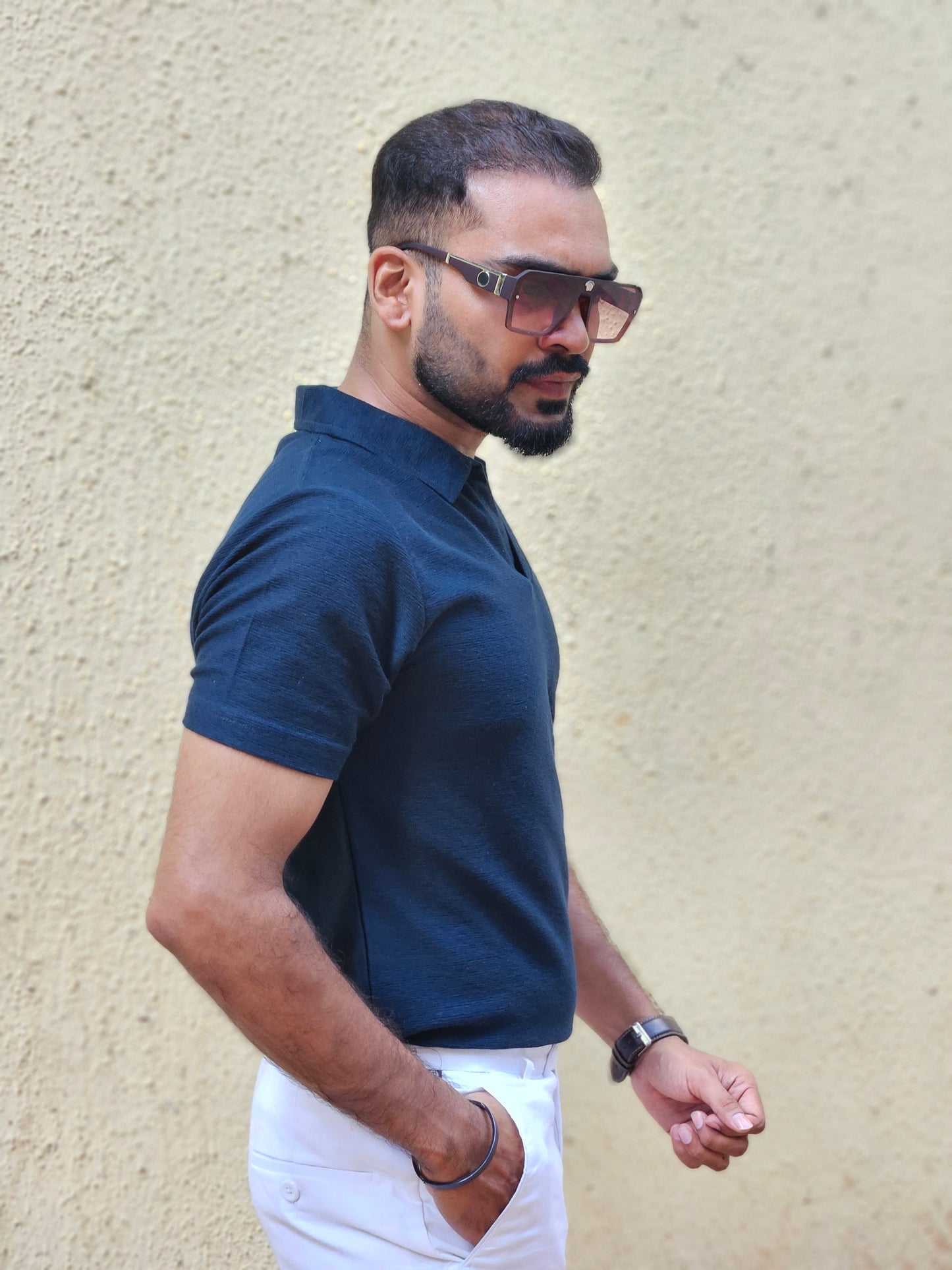Navy Blue Collar Tshirt