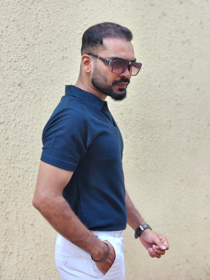 Navy Blue Collar Tshirt