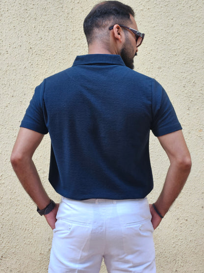 Navy Blue Collar Tshirt