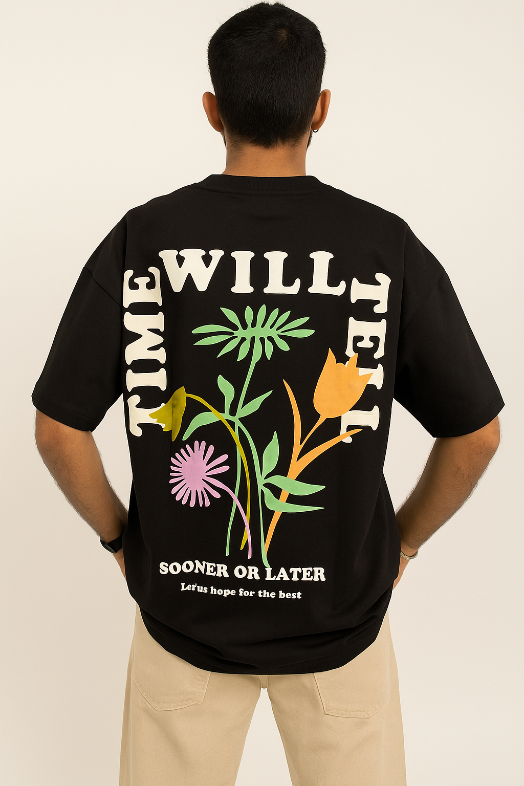 Black Time Will Tell Oversize Tshirt