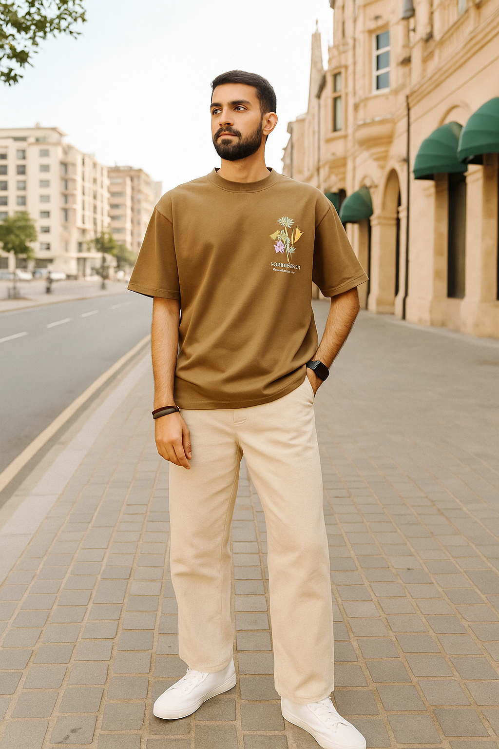 Brown Time Will Tell Oversize Tshirt