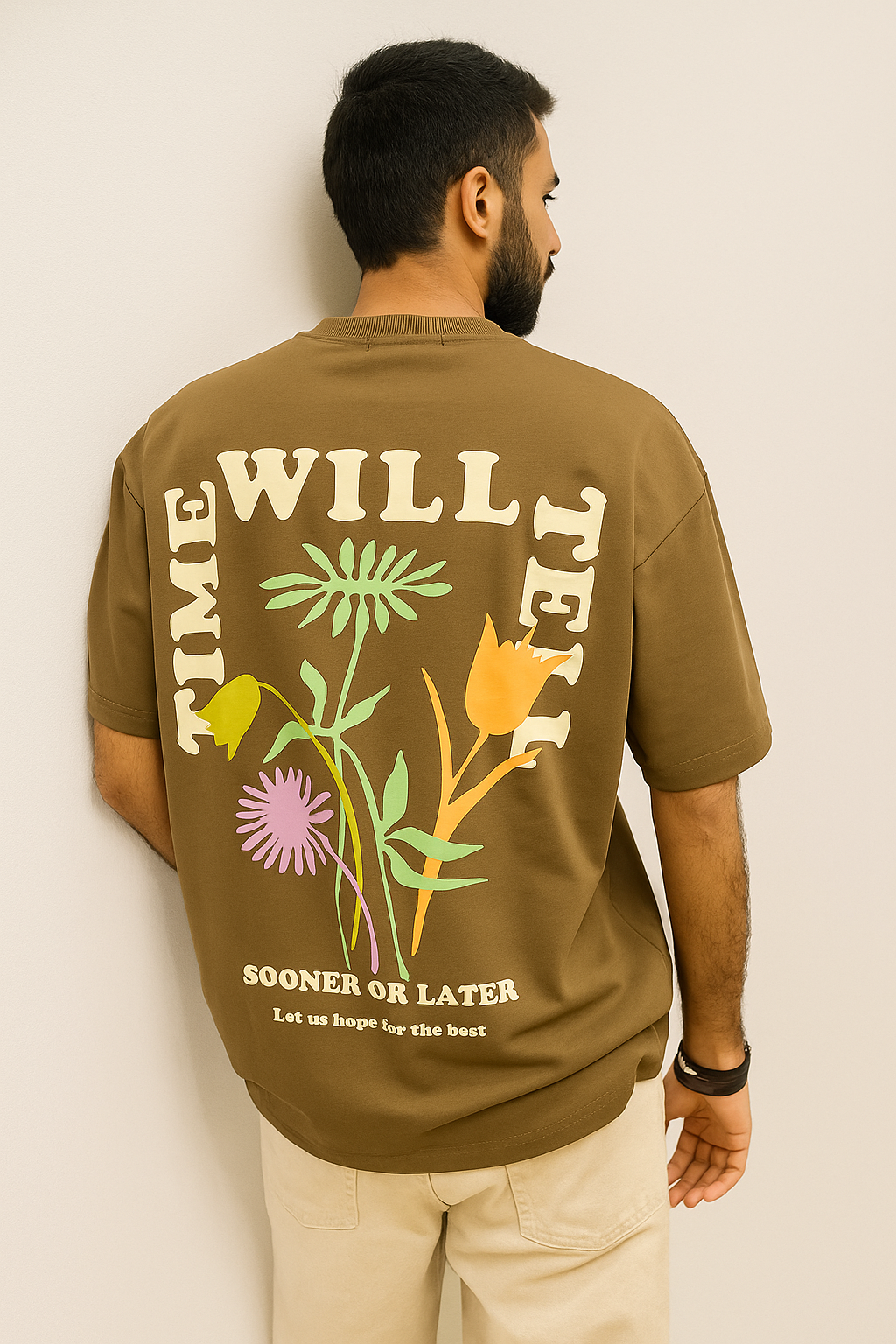 Brown Time Will Tell Oversize Tshirt