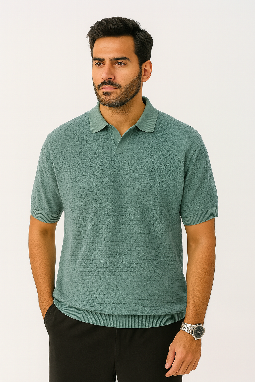 Knitted collar T-shirt
