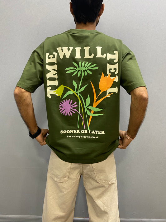 Green Time Will Tell Oversized Tshirt