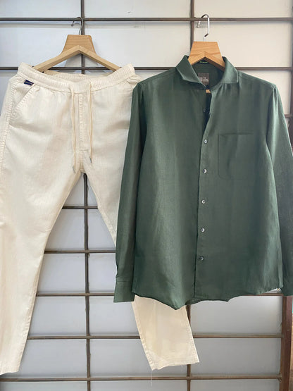 PURE OLIVE LINEN SHIRT 60'S LEE