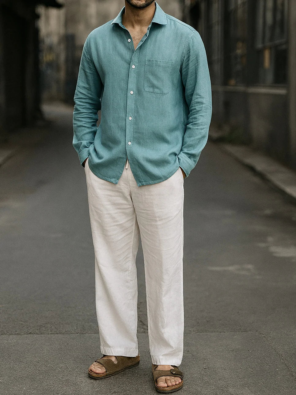 PURE MINT GREEN LINEN SHIRT 60'S LEE