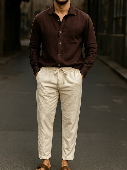 COFFEE LINEN SHIRT 60'S LEE