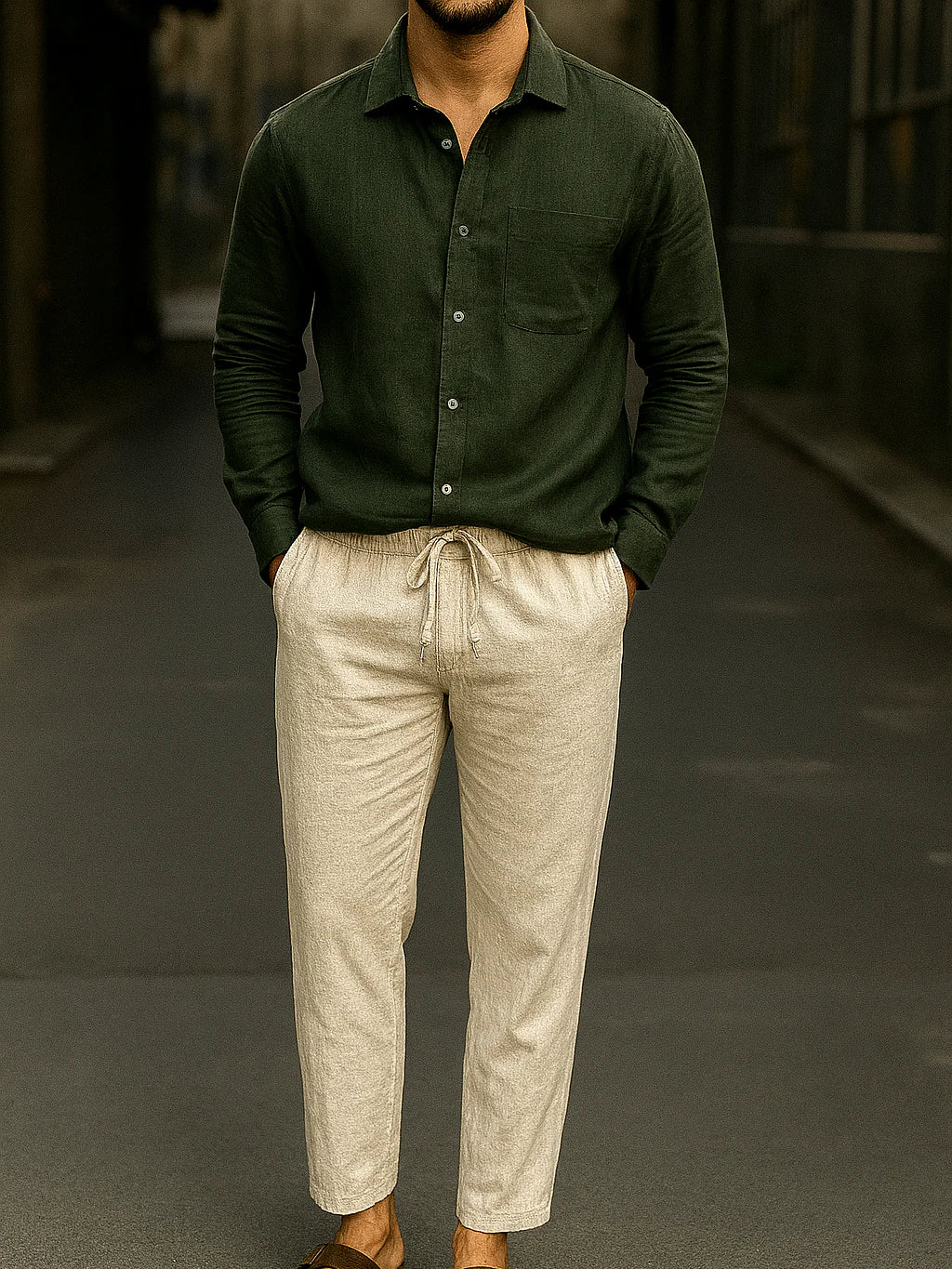 PURE OLIVE LINEN SHIRT 60'S LEE