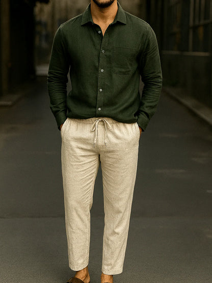 PURE OLIVE LINEN SHIRT 60'S LEE