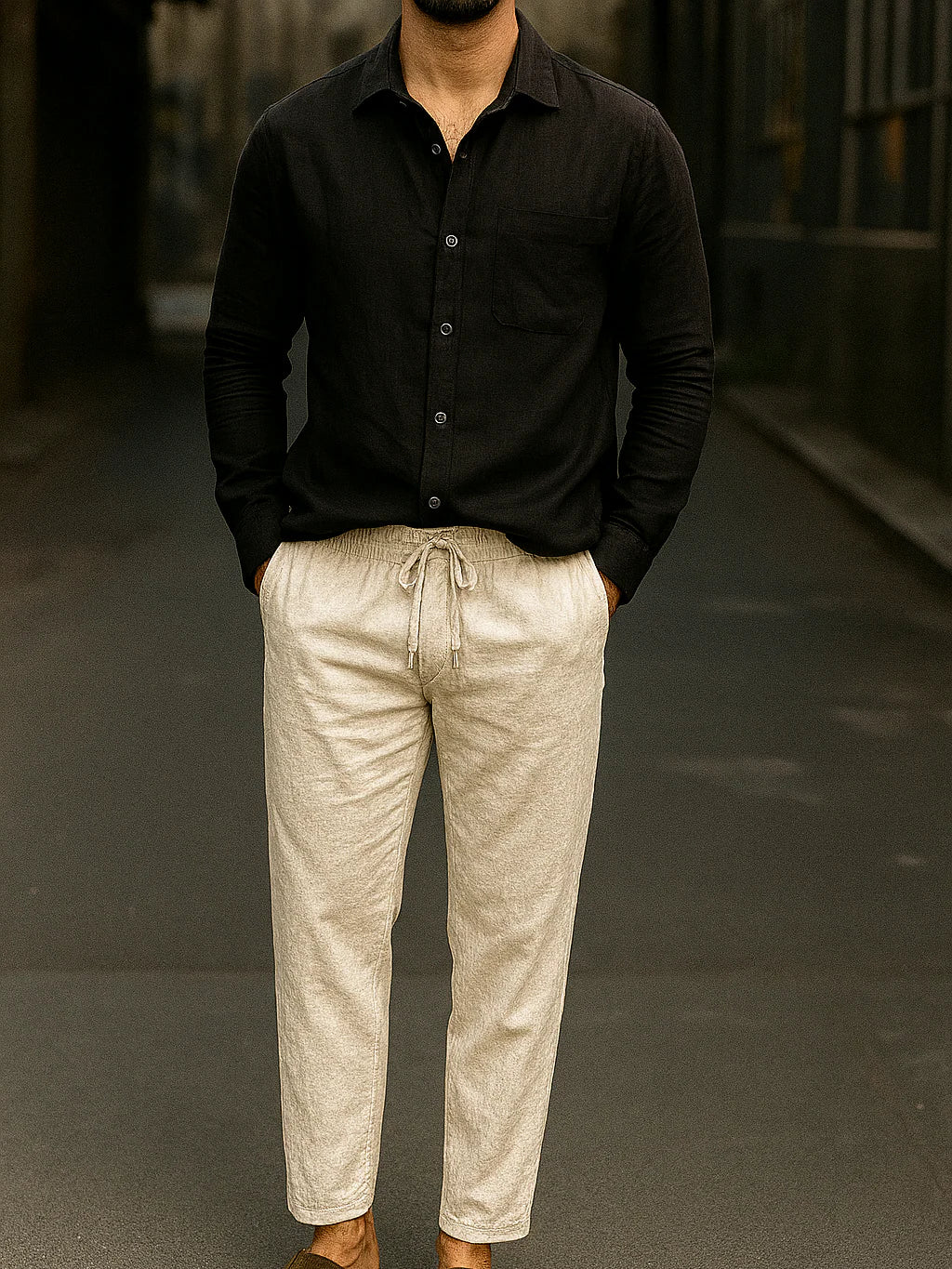 PURE BLACK LINEN SHIRT 60'S LEE