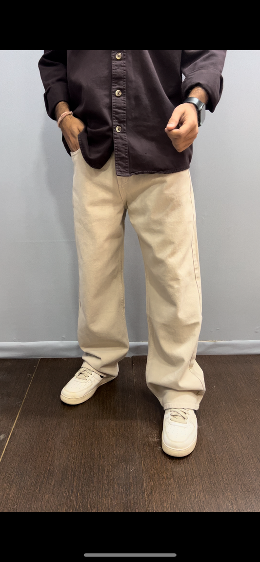 Beige Baggy Denims