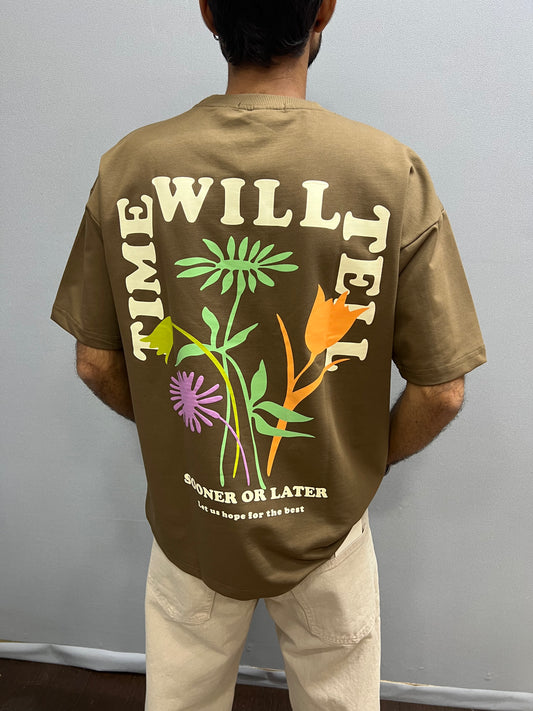 Brown Time Will Tell Oversize Tshirt