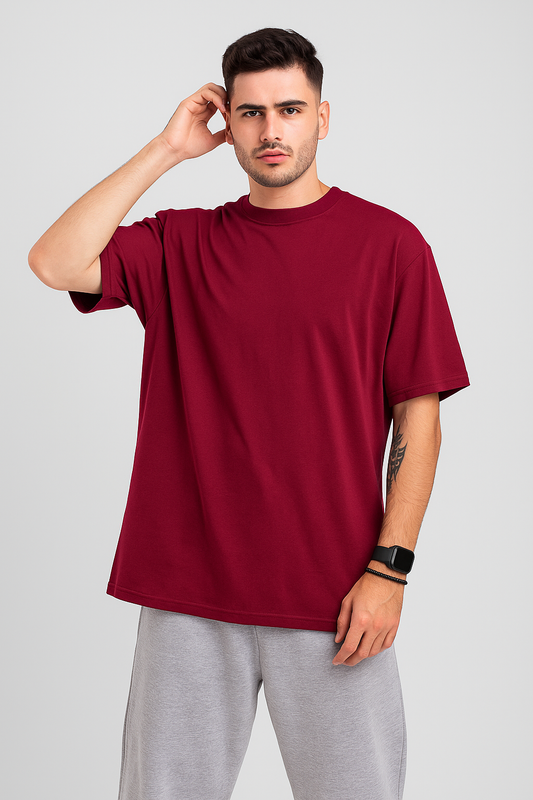 Round Neck Plain T shirt Red