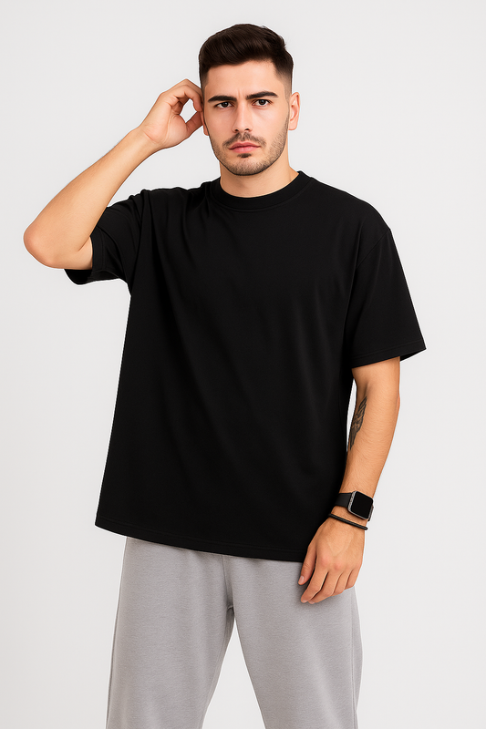 Round Neck Plain T shirt Black